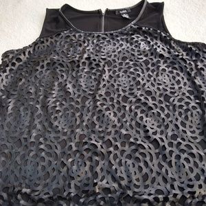 ALFANI Women's black sleeveless top, faux leather